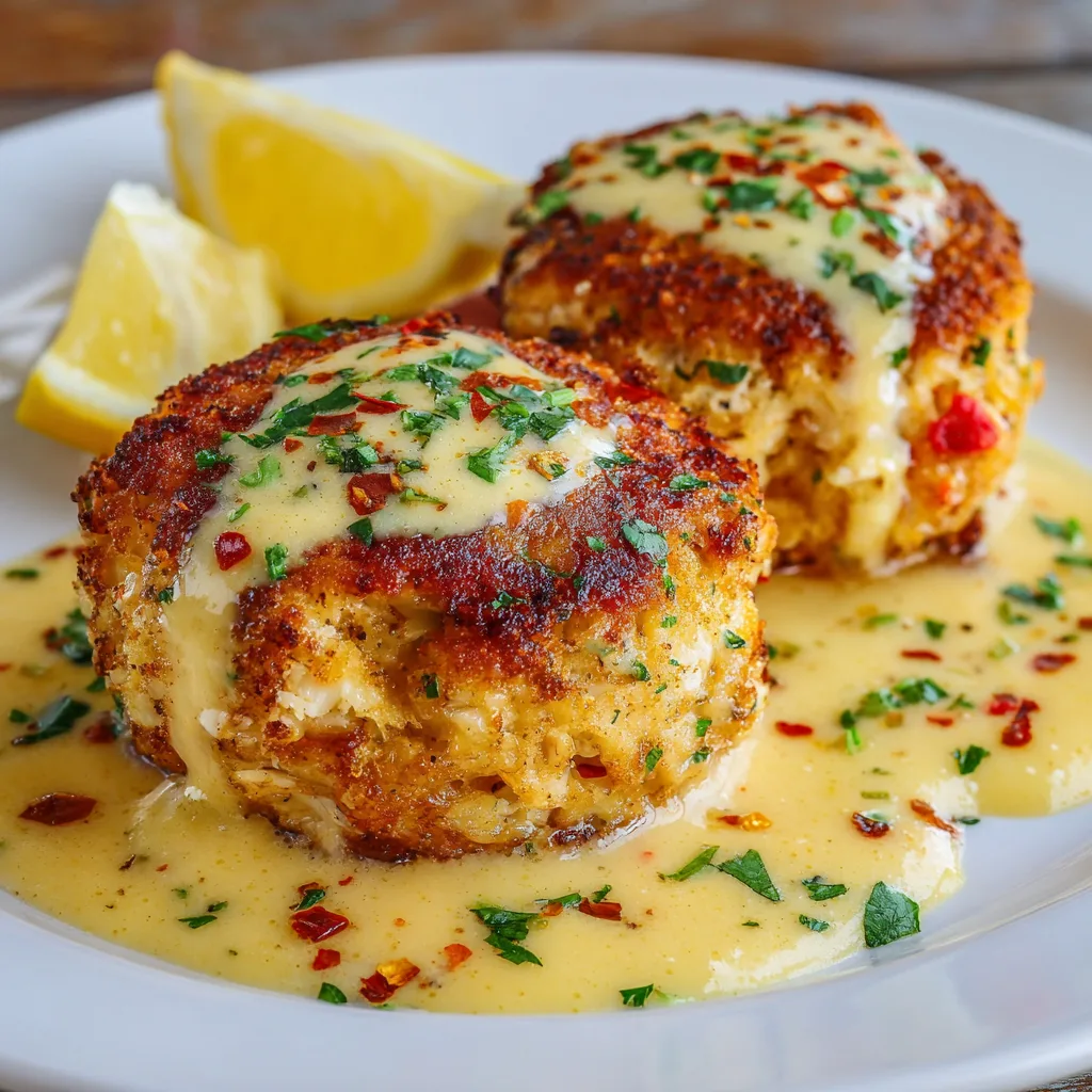 Cheddar Bay Krabbkakor med Citron Smörsås