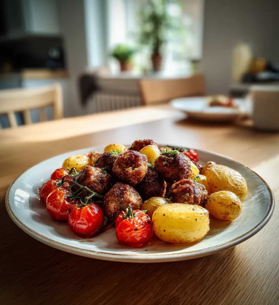 Krispiga potatis och saftiga mini biffar med gyllene potatis och smakrika biffar