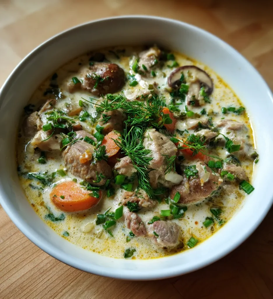krämig fläskfilégryta med svamp