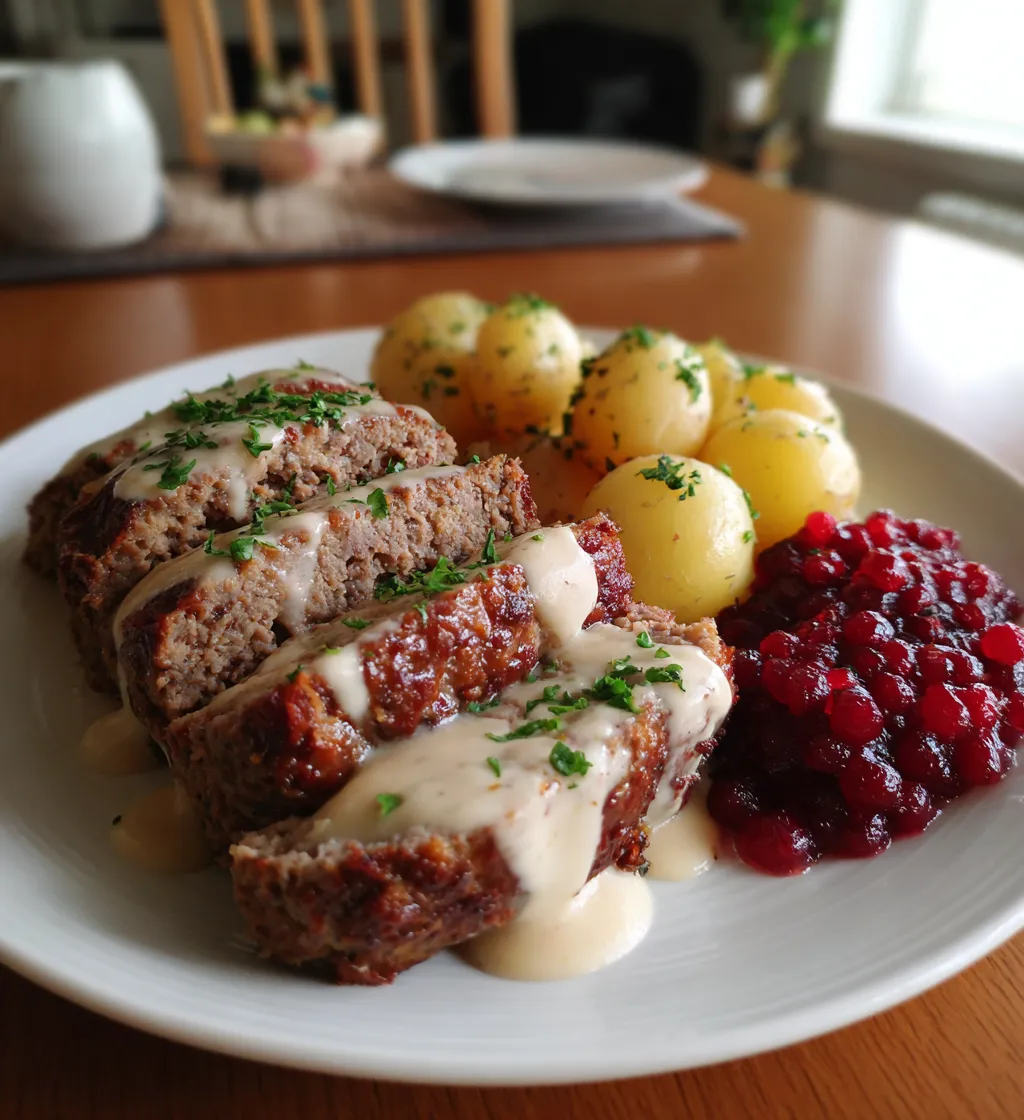 Featured image for Köttfärslimpa med Potatis och Gräddsås – En klassiker!