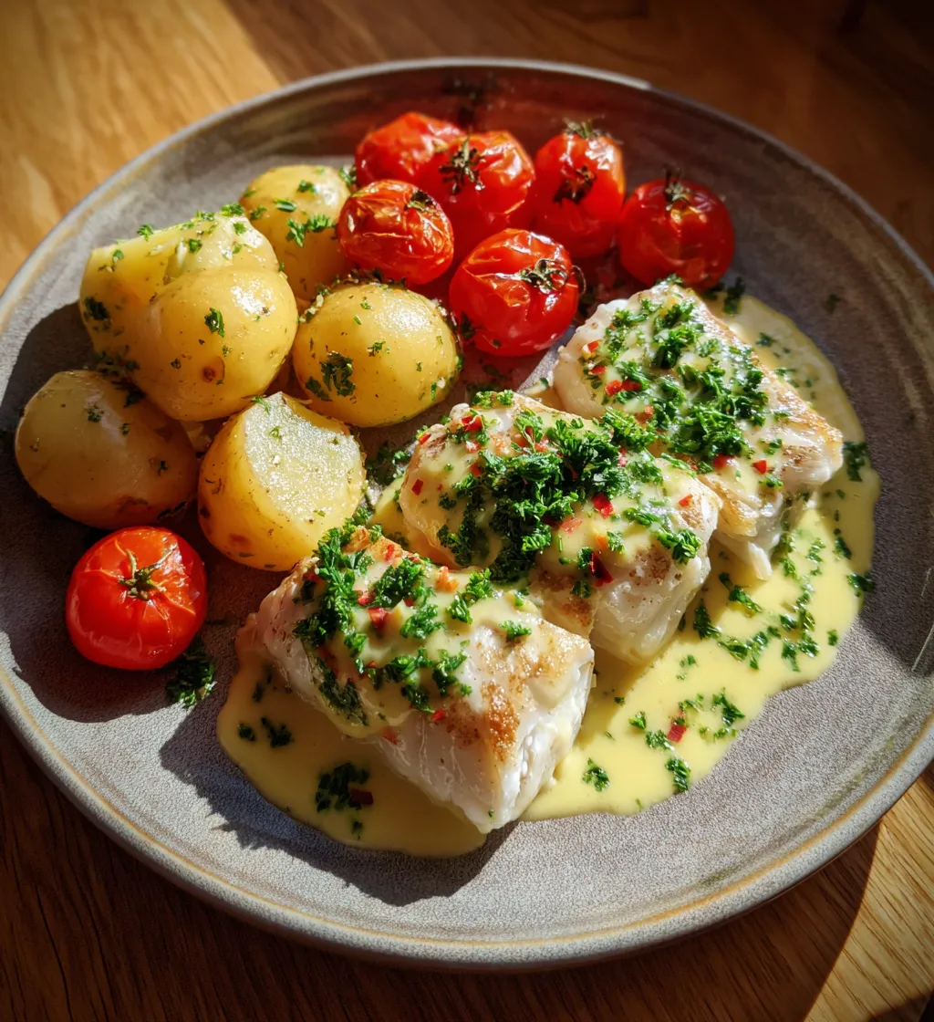 Content image for Torsk i ugn med äggsås och potatis - en festmåltid!