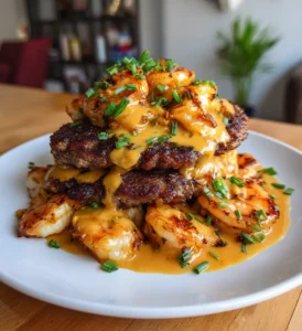 Featured image for Saftiga biffar toppade med Cajun-räksås för fest!