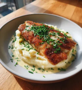 Featured image for Stekt Gös med Potatismos och Citron-Gräslökssås recept.