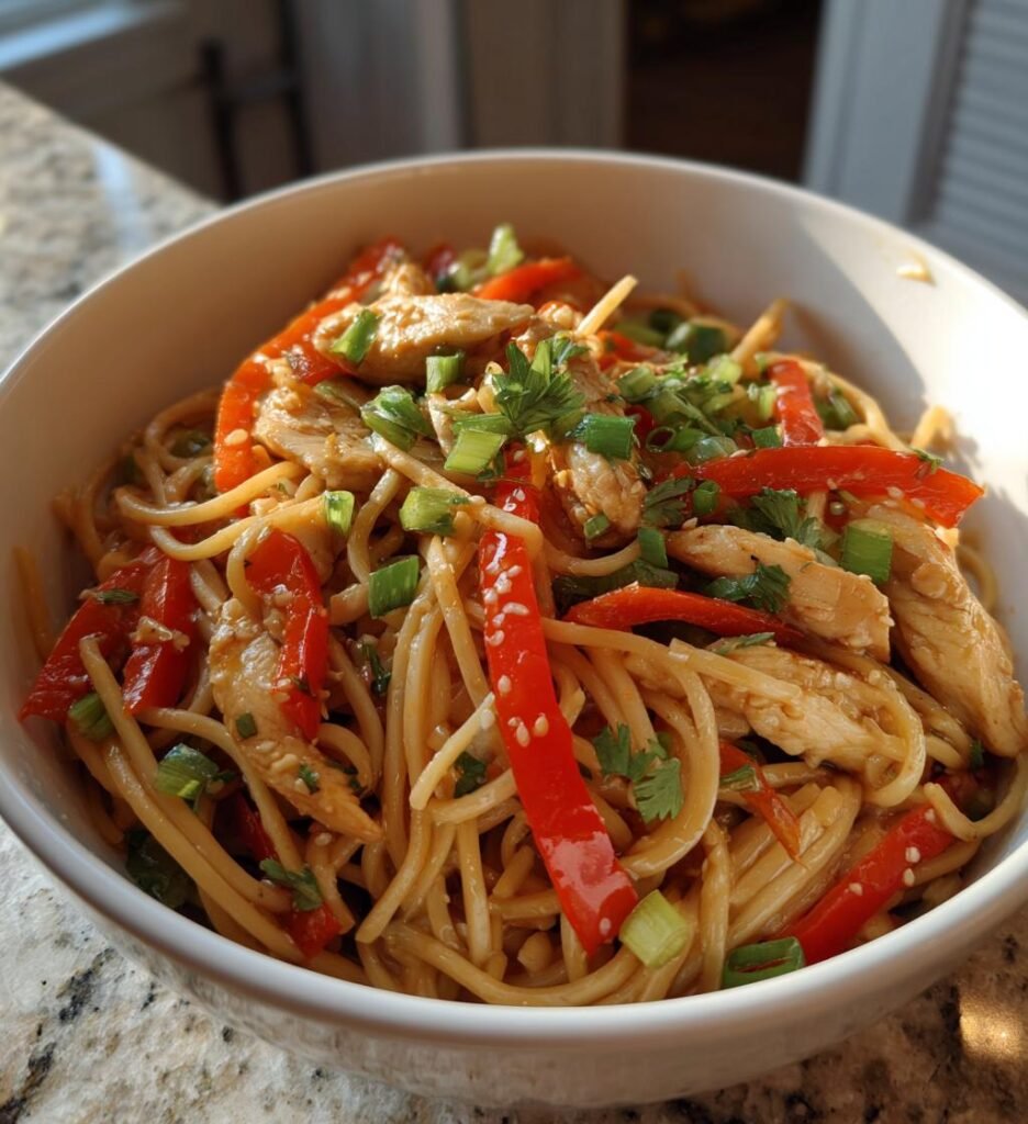 Asiatisk Nudelsallad med Kyckling