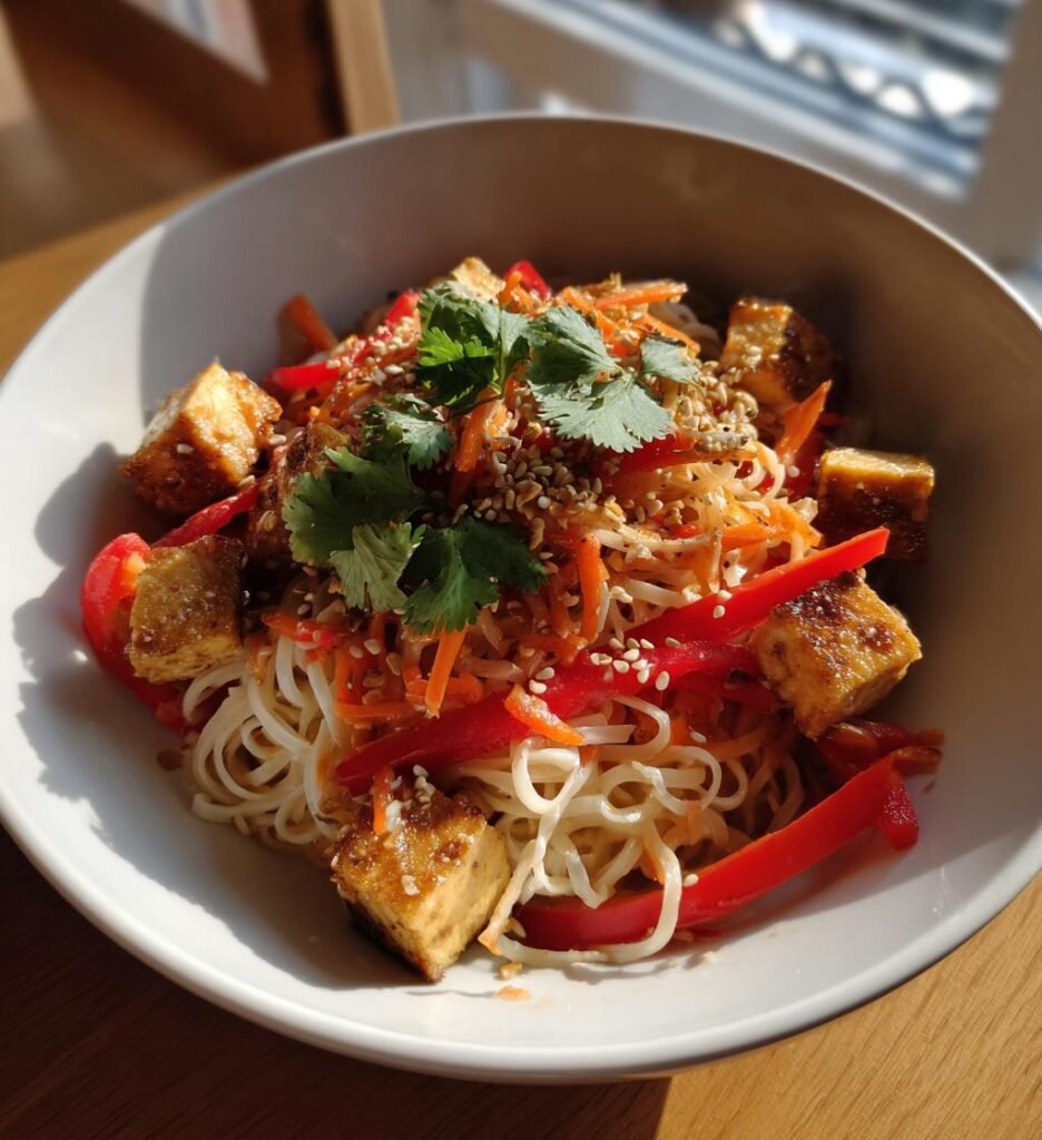 Asiatisk Nudelsallad med Sesam och Tofu
