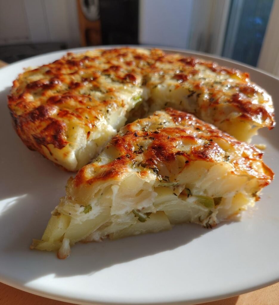 Gratinerad Potatis- och Purjolökspaj