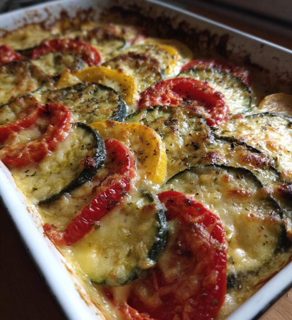 Grönsaksgratäng med Paprika och Zucchini