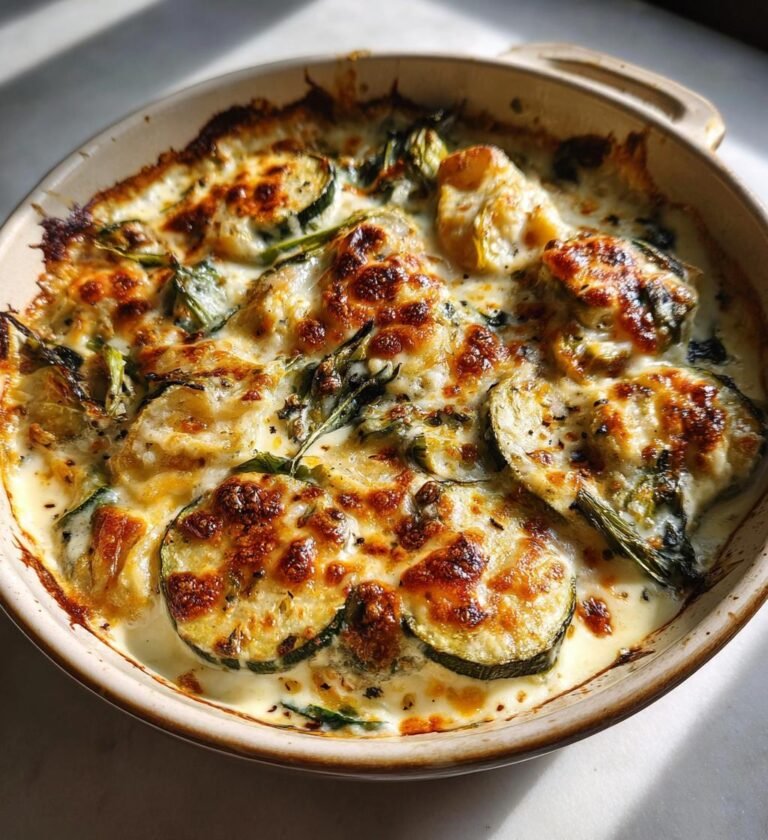 Grönsaksgratäng med Vårlök och Zucchini