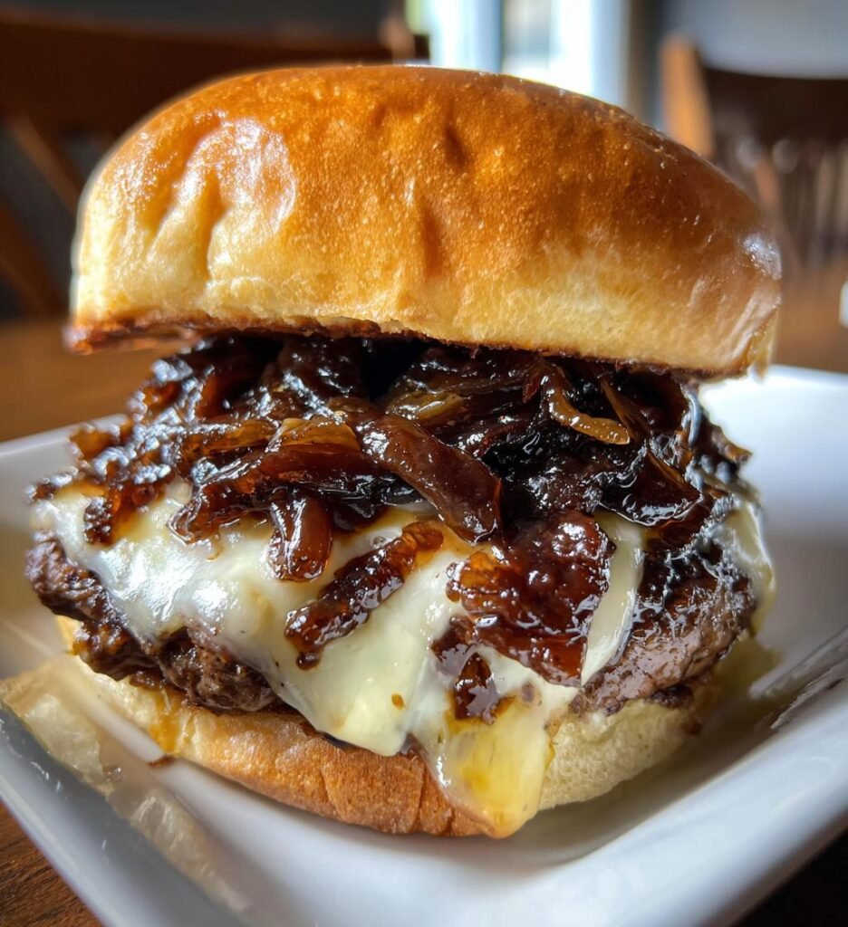 Hamburgare med Brynt Löksås