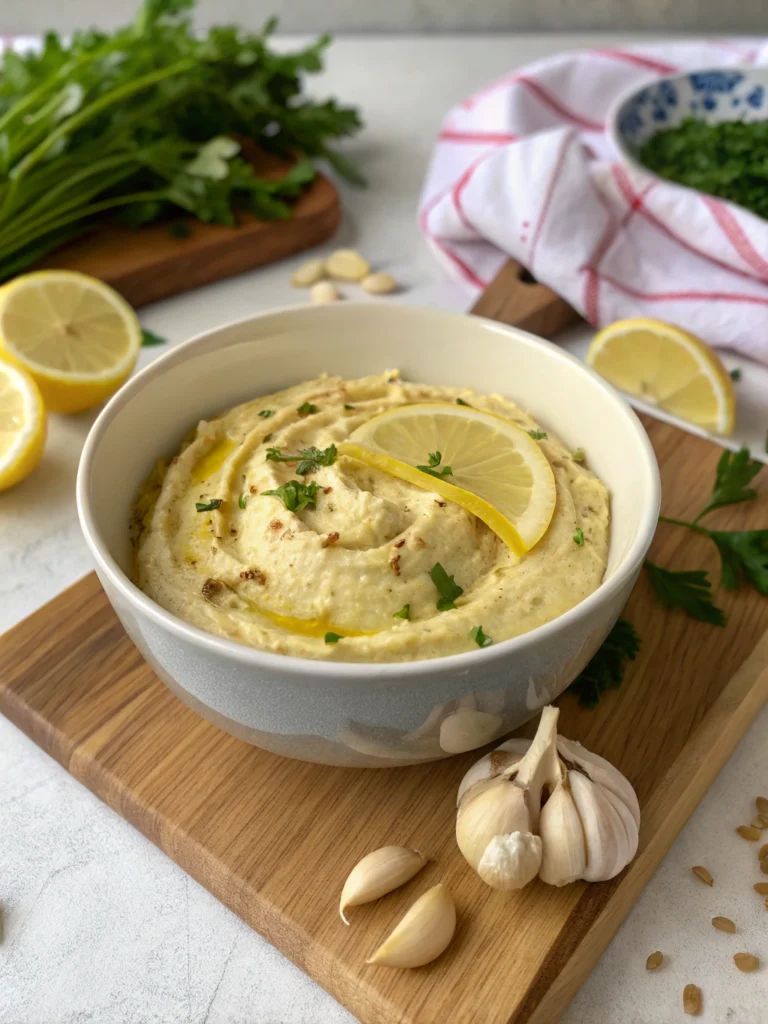 Hummusdressing med Citron och Vitlök