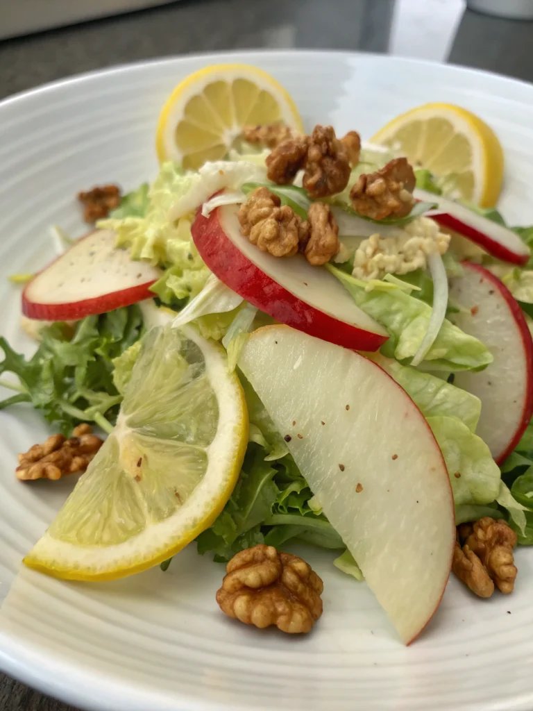 Kålsallad med Äpple, Valnötter och Citron