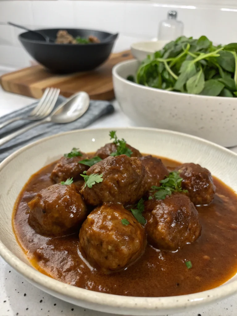 Köttbullar i Mustig Brunsås