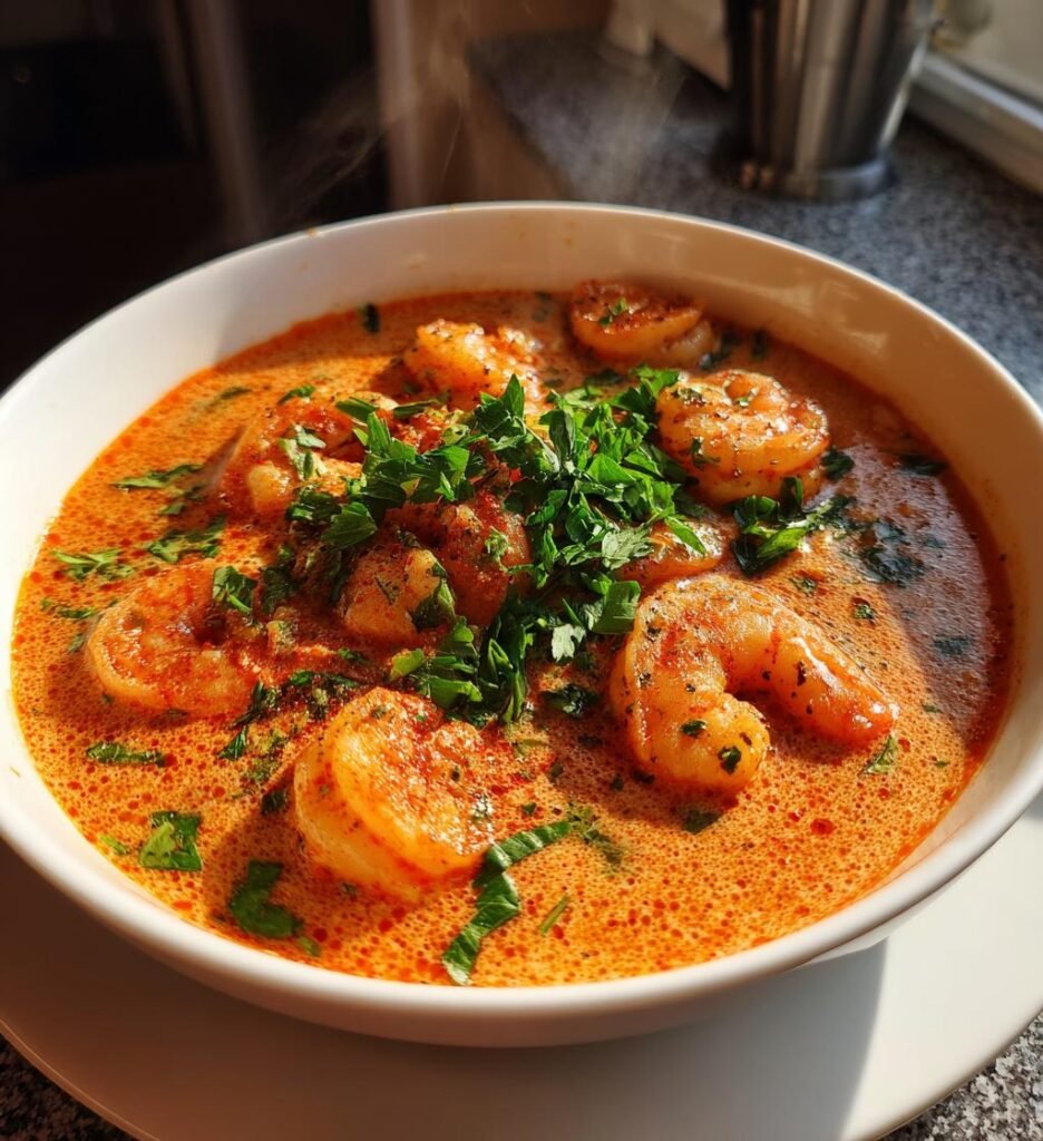 Krämig Räksoppa med Tomat och Chili