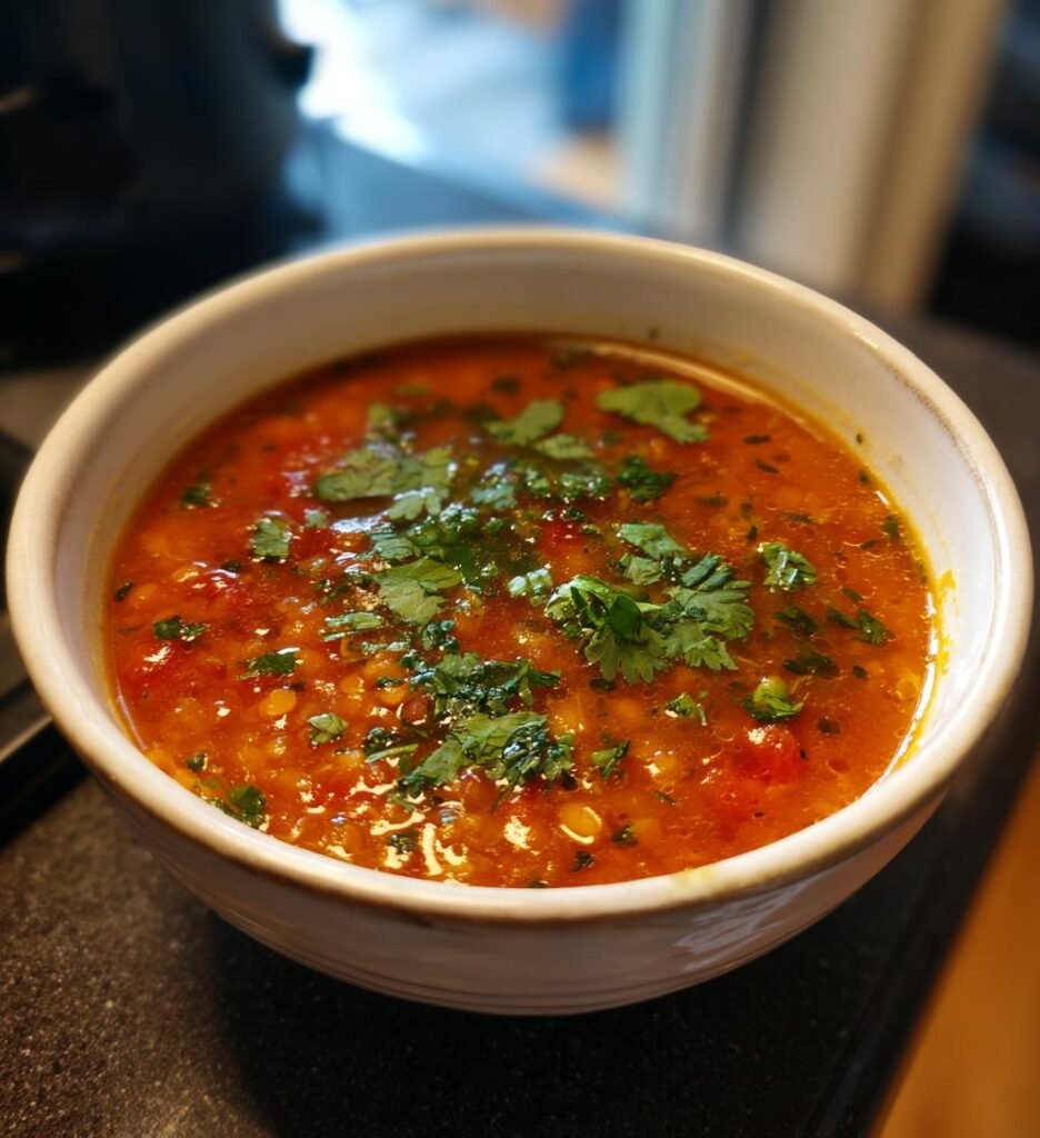 Kryddig Tomatsoppa med Röda Linser