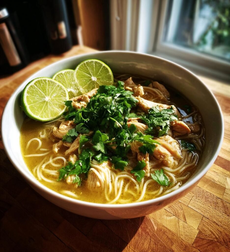 Kycklingnudelsoppa med Ingefära och Lime