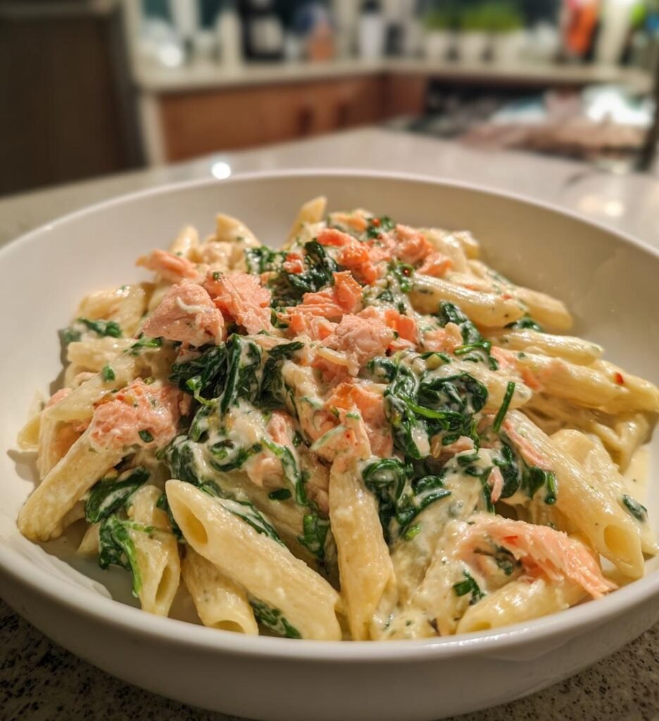 Lax- och Spenatpasta med Grädde