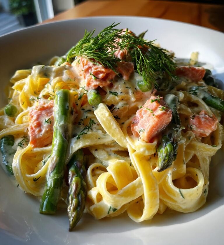 Laxpasta med Sparris och Citron