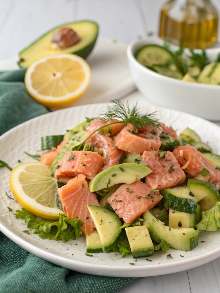 Laxsallad med avocado och gurka