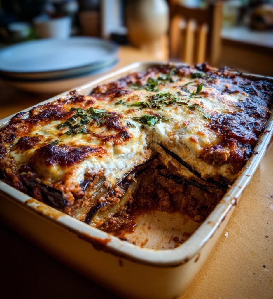 Moussaka (Grekisk aubergine- och köttfärsgratäng)