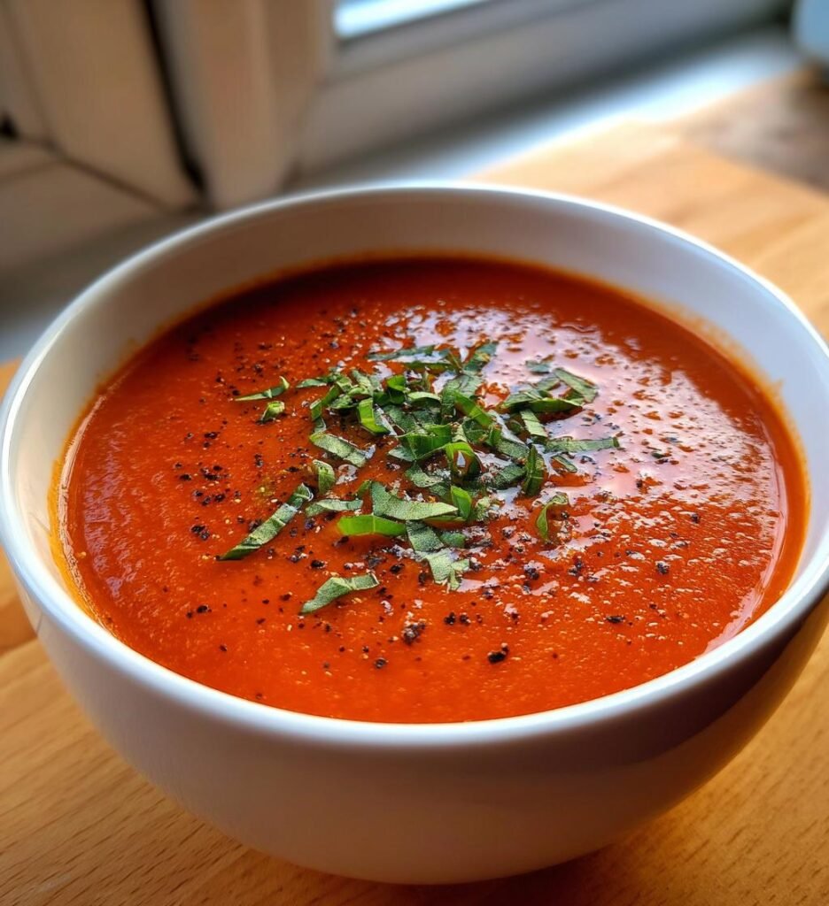 Paprika- och Tomatsoppa med Basilika