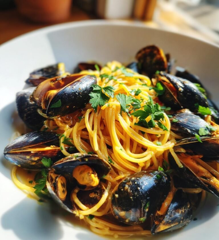 Pasta med Blåmusslor och Vitlök