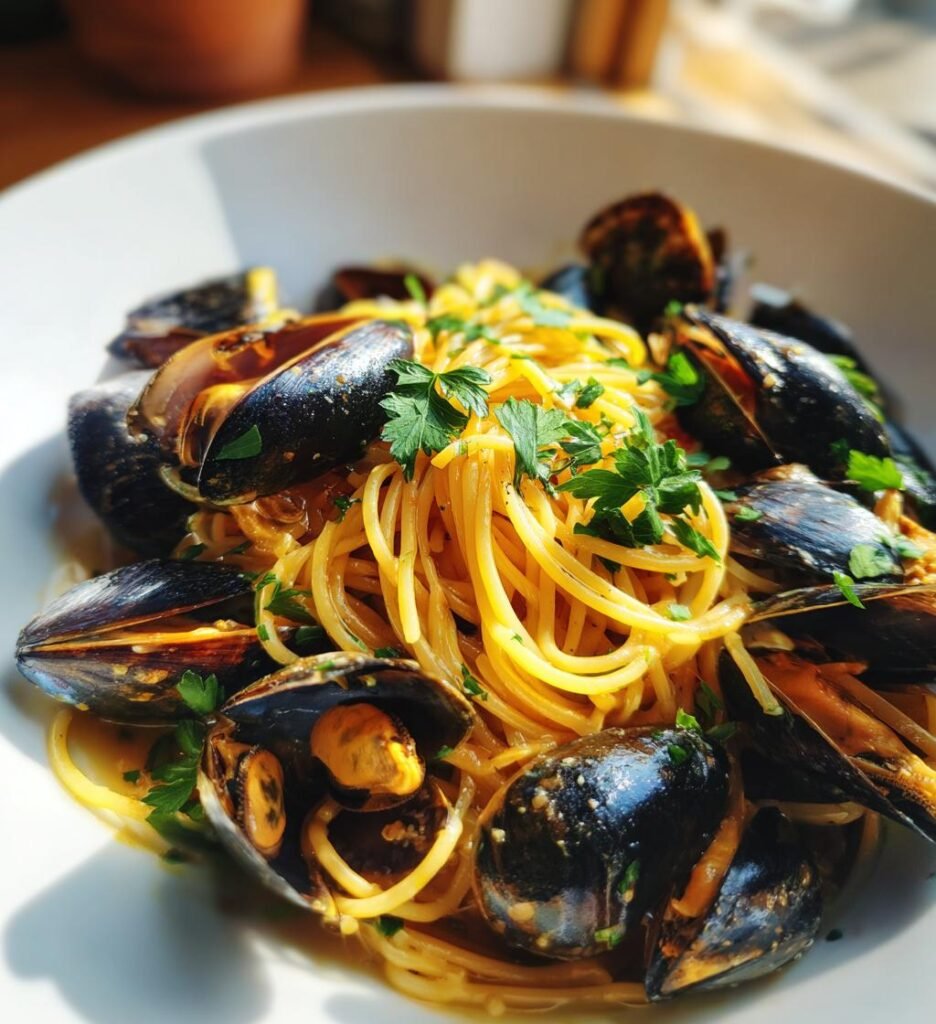 Pasta med Blåmusslor och Vitlök