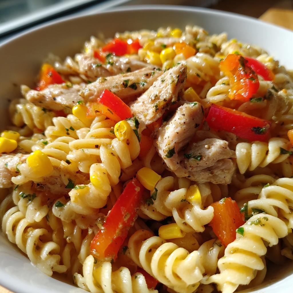 Pastasallad med Kyckling och Paprika