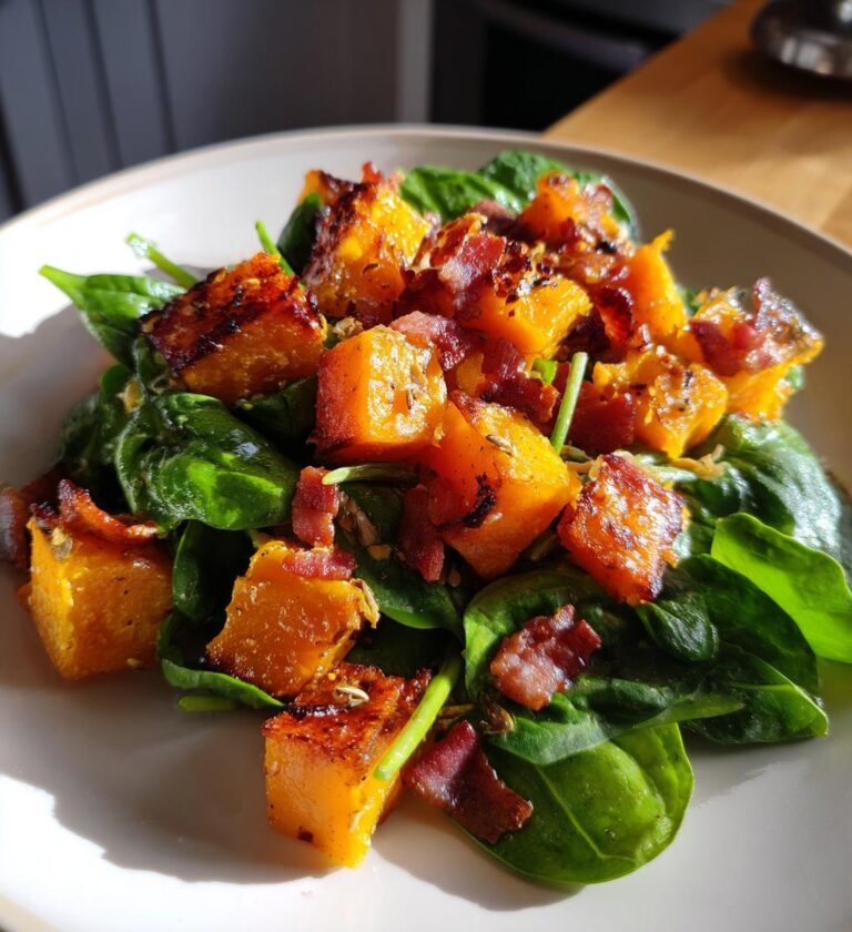 Rostad Butternut Squash Sallad med Spinat