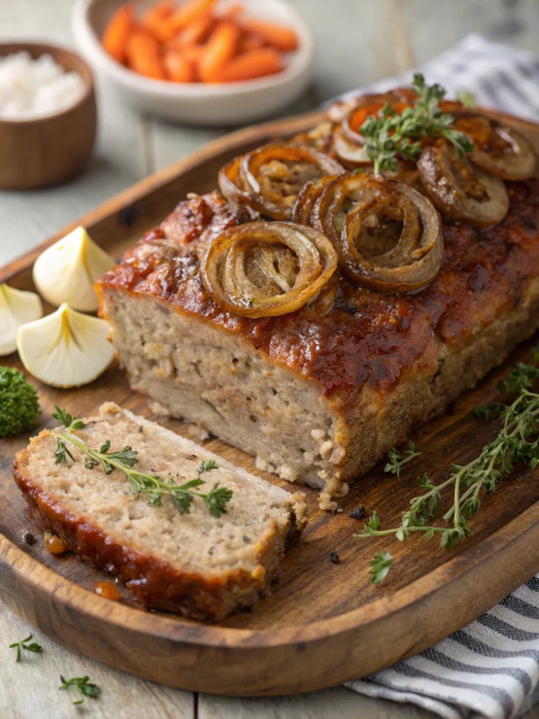 Saftig köttfärslimpa med lök och timjan