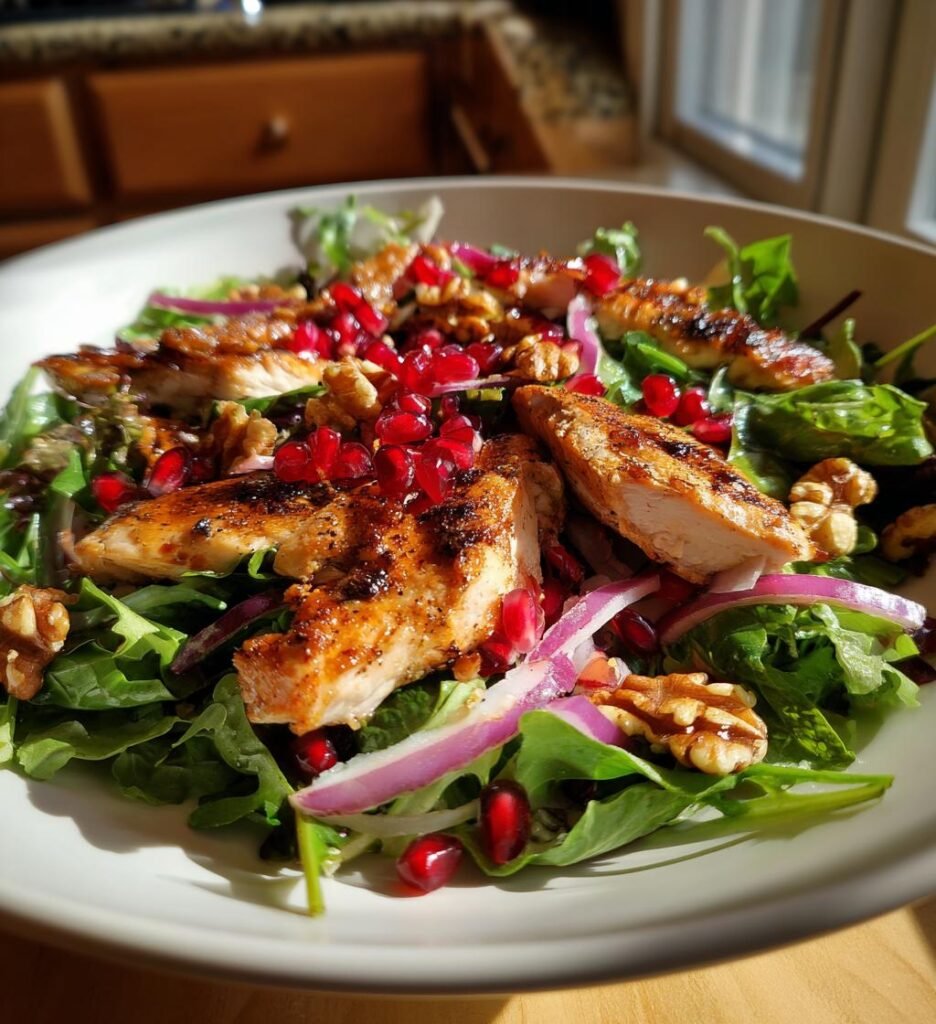 Sallad med Grillad Kyckling och Granatäpple