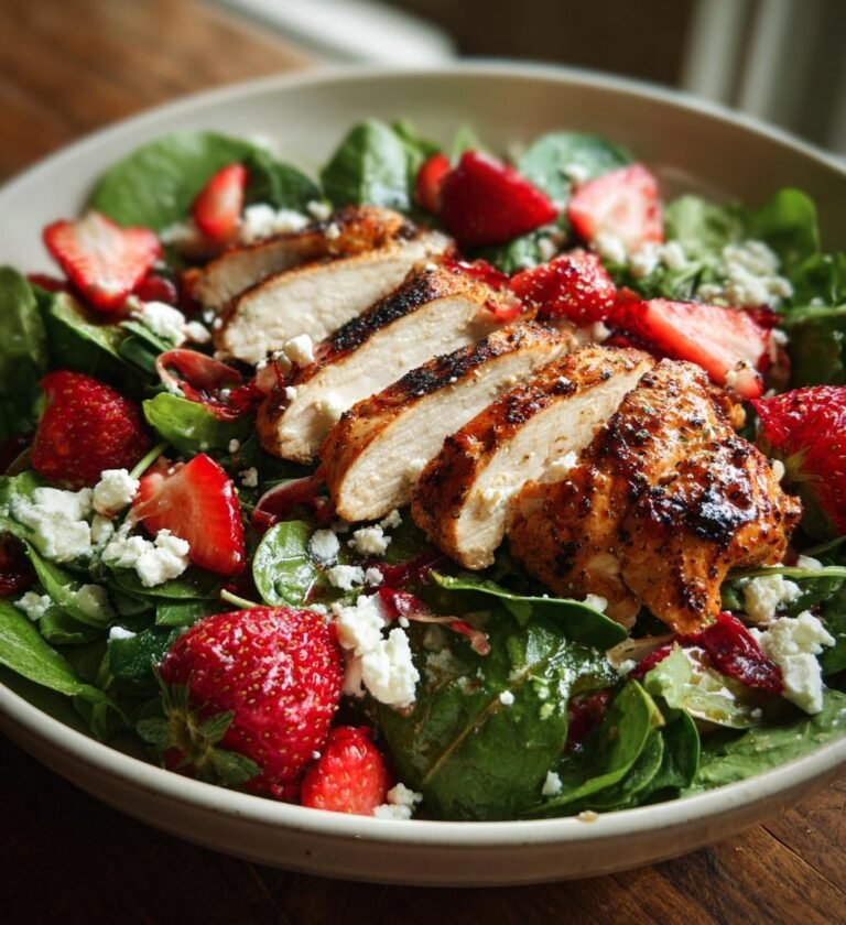 Sallad med Grillad Kyckling och Jordgubbar