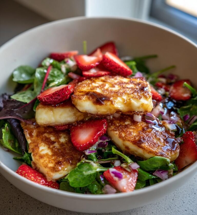 Sallad med Halloumi och Jordgubbar