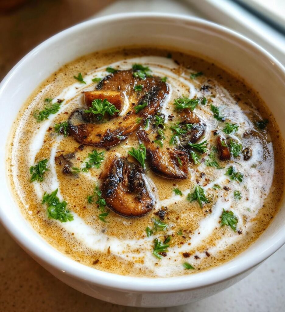 Svampsoppa med Grädde och Persilja