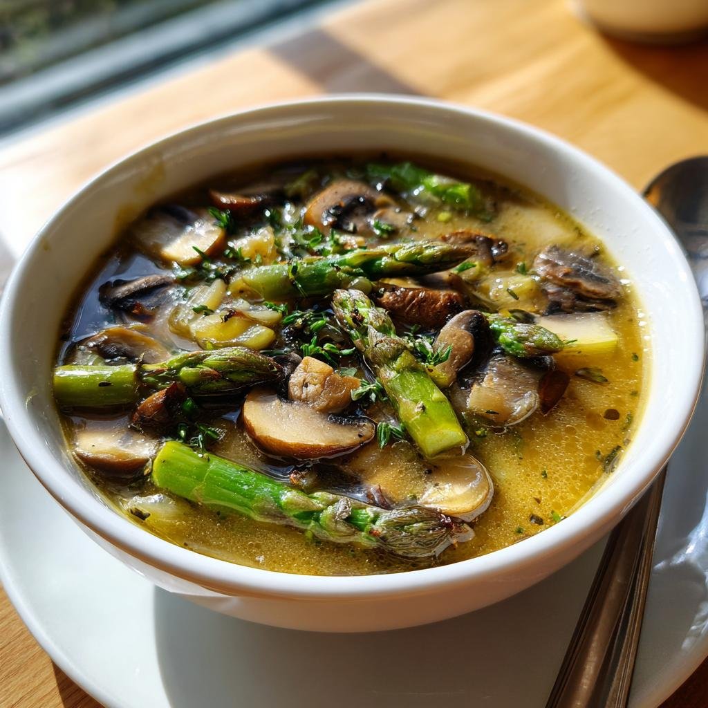 Svampsoppa med Sparris och Timjan