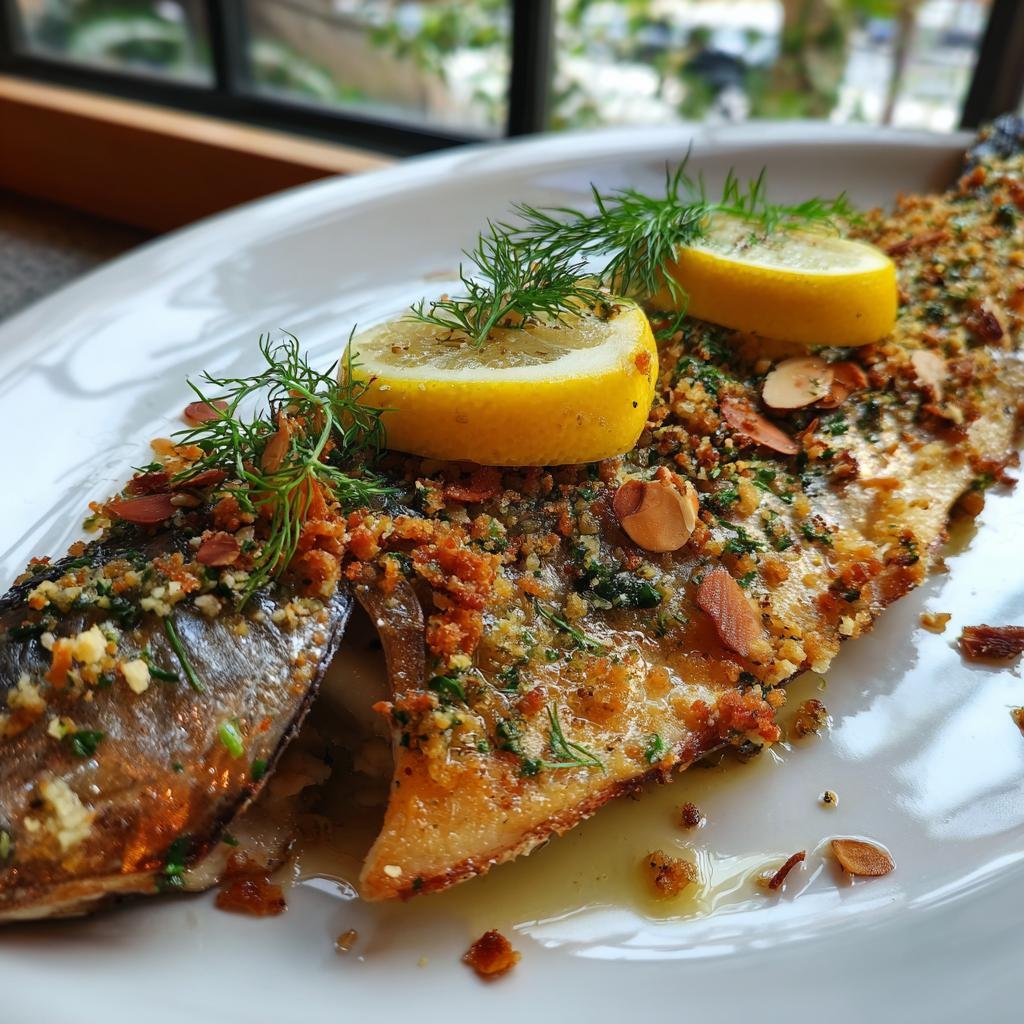 Ugnsbakad Rainbow Trout med Mandel - detail 1