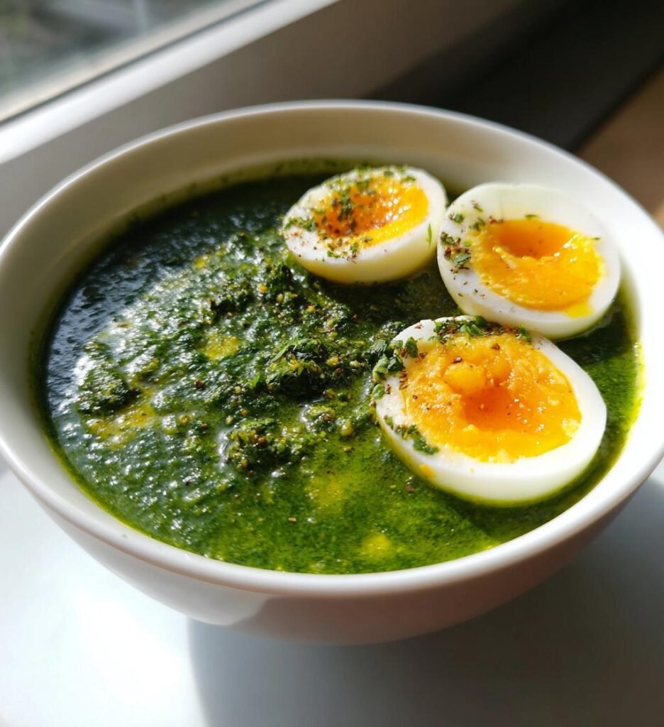 Spenatsoppa med ägg