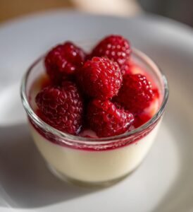 Alla hjärtans dag pannacotta med hallon
