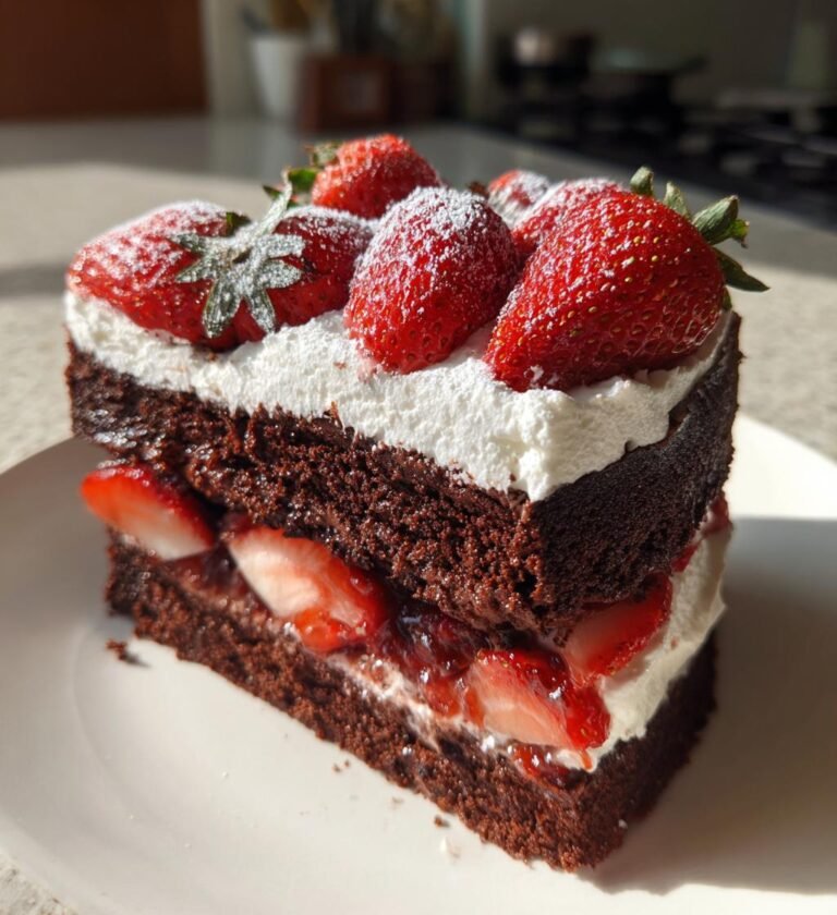 Choklad- och jordgubbstårta
