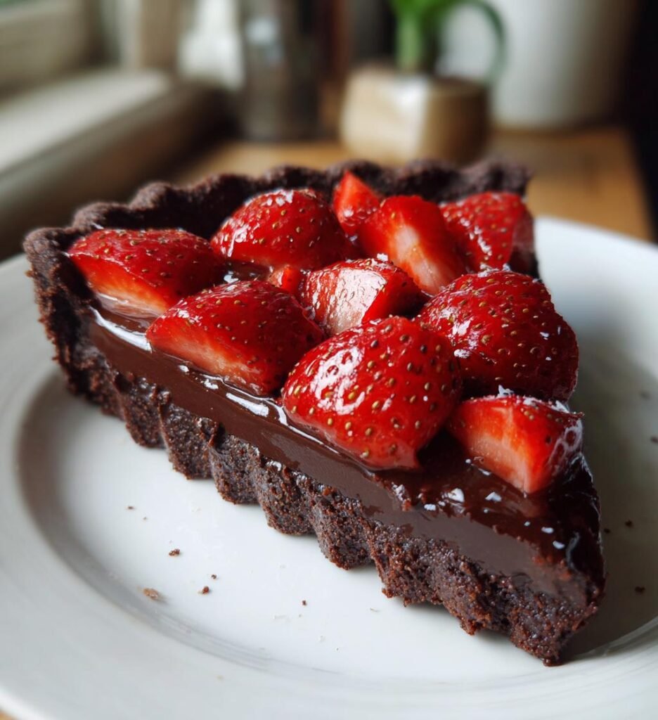 Chokladpaj med jordgubbar