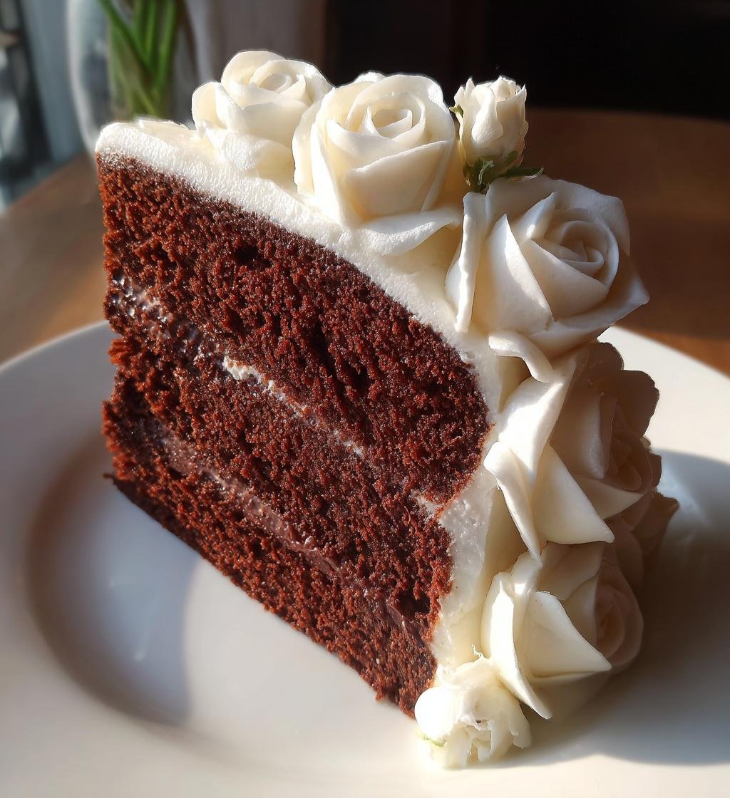 Chokladtårta med rosdekoration - detail 1