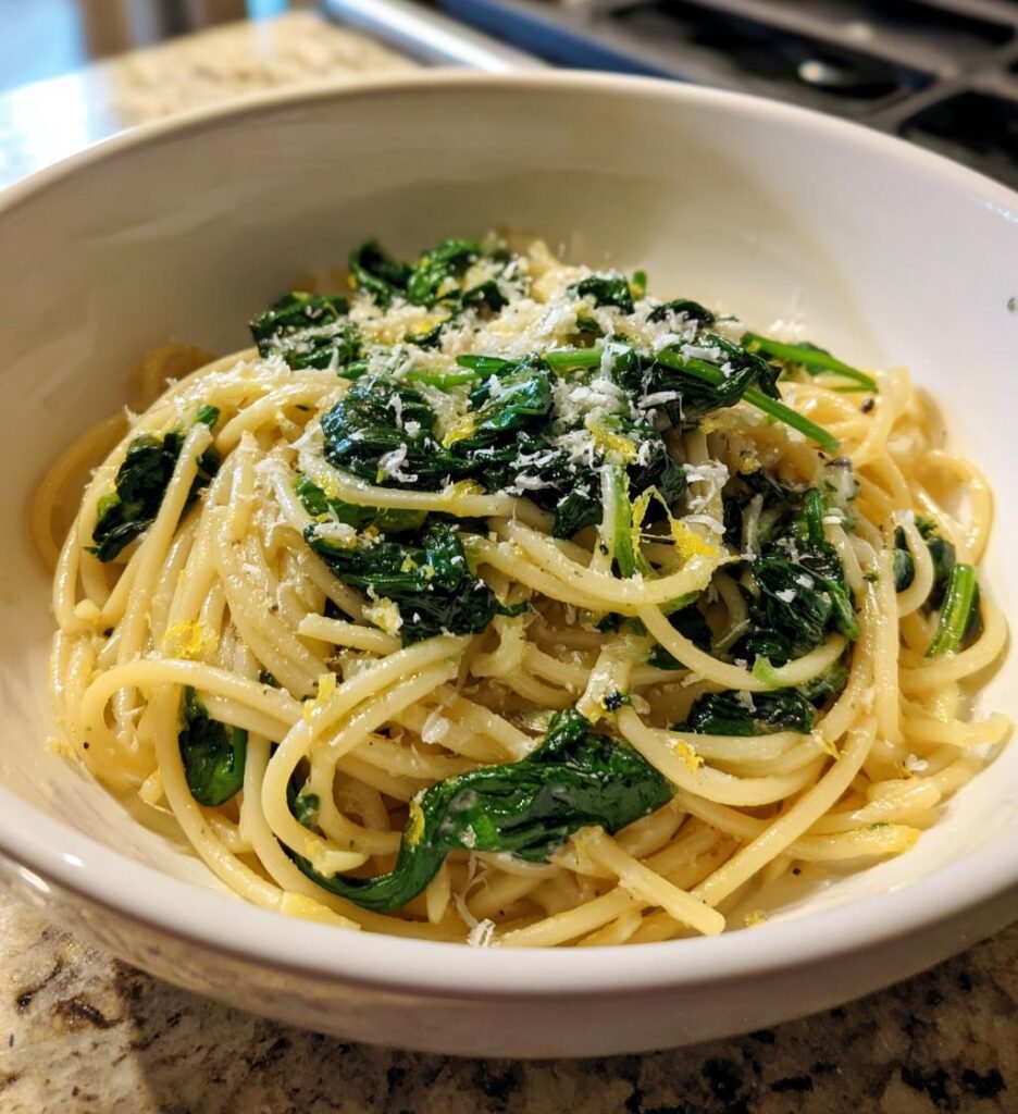 Citronpasta med spenat