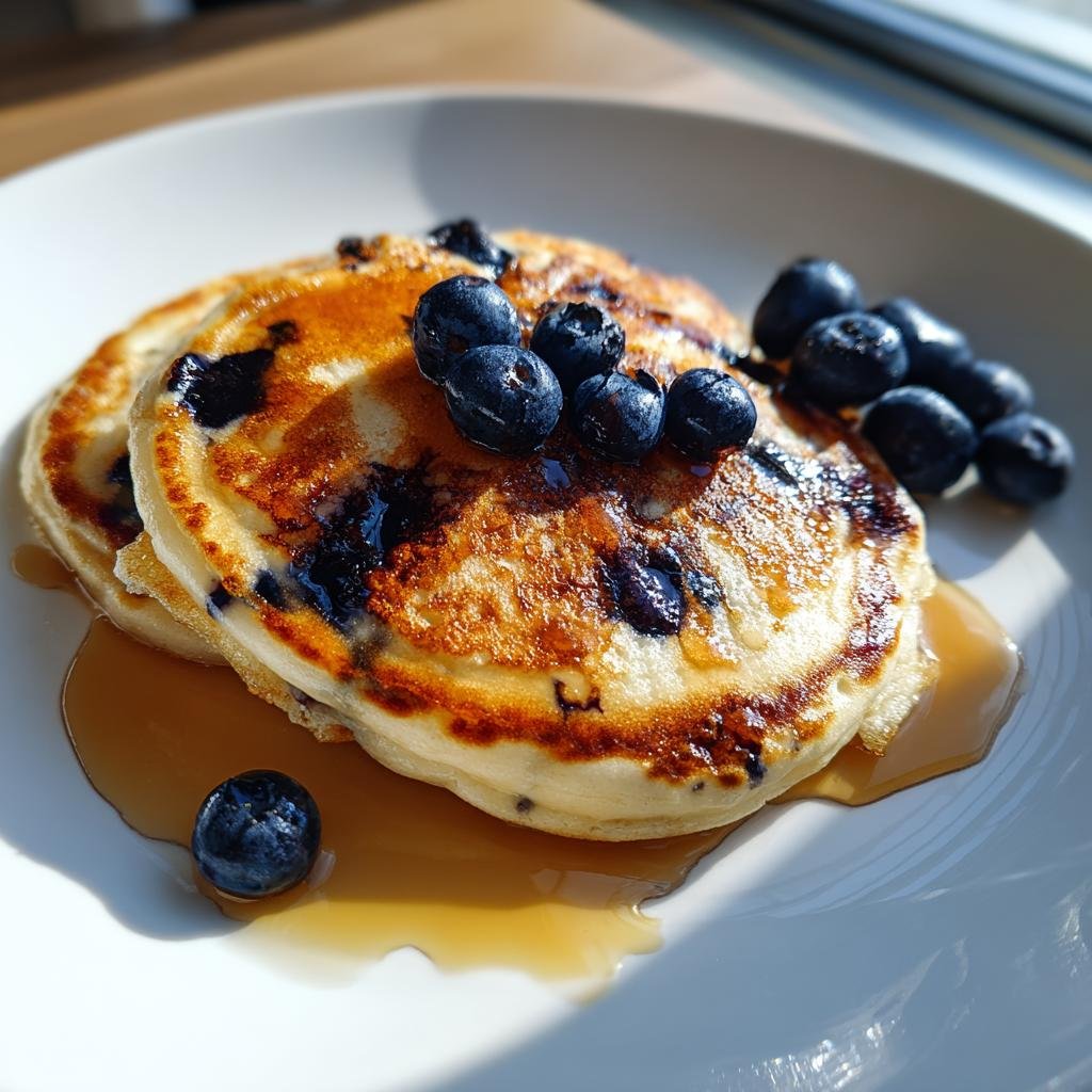 Fluffiga Blåbärspannkakor med Lönnsirap och Färska Bär - detail 1