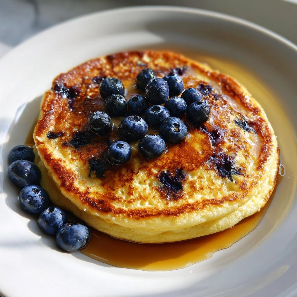 Fluffiga Blåbärspannkakor med Lönnsirap och Färska Bär