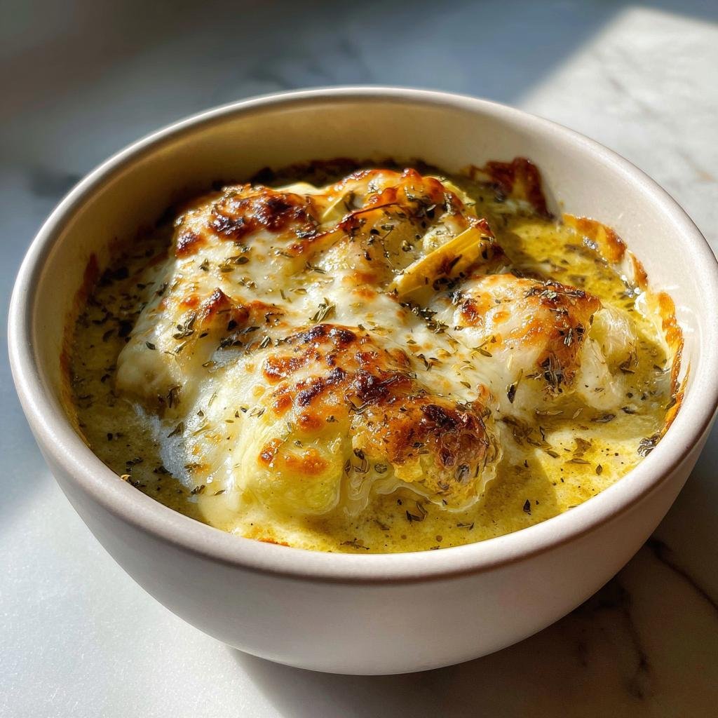 Gratinerad Blomkålssoppa med Gruyèreost och Tryffelolja