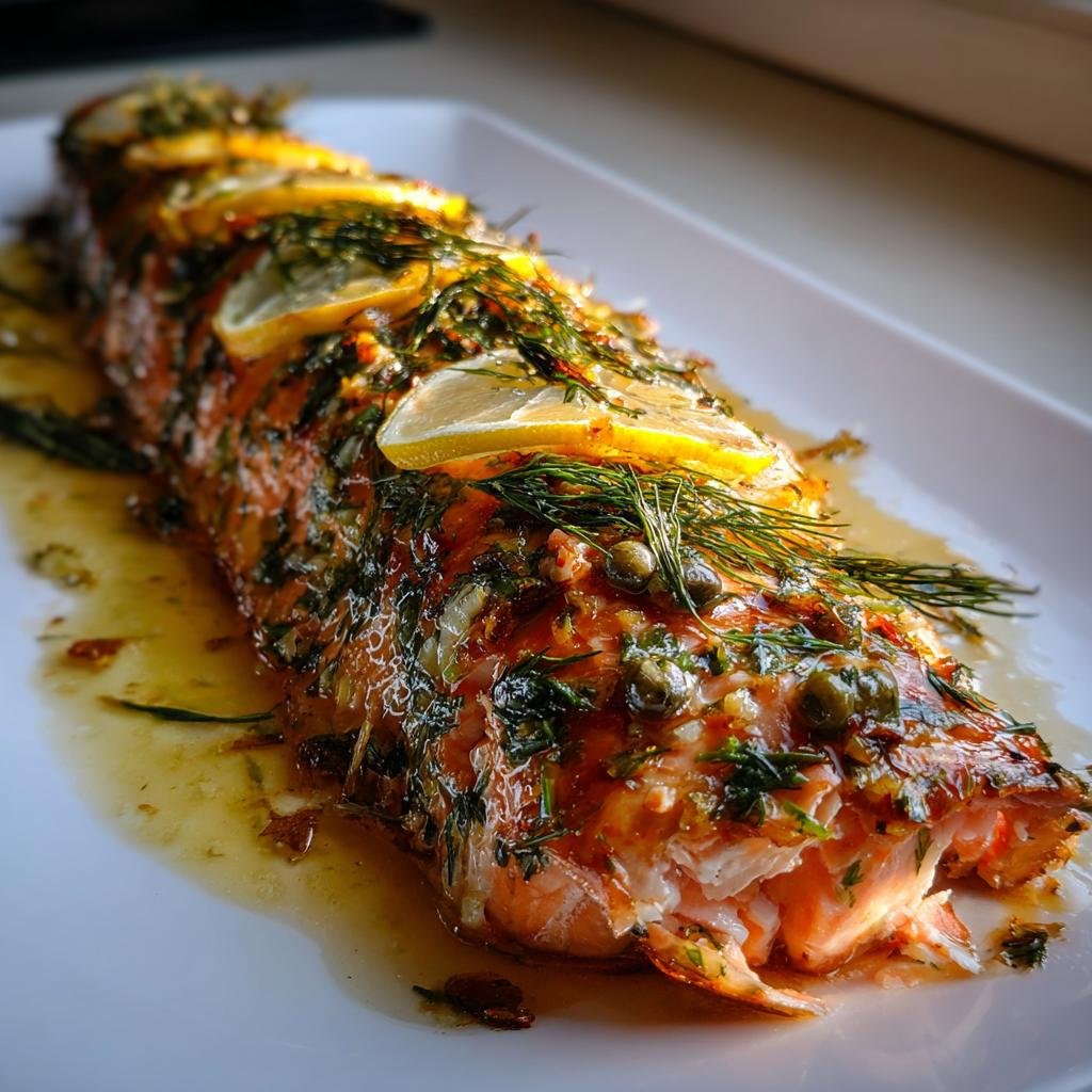 Grillad Hel Lax med Dill, Citron och Kaprissmör - detail 1