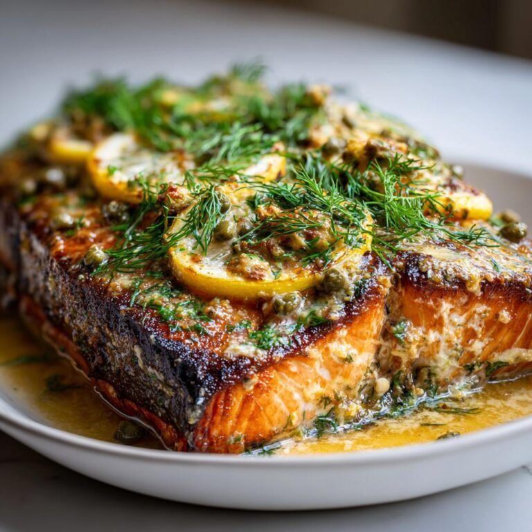 Grillad Hel Lax med Dill, Citron och Kaprissmör