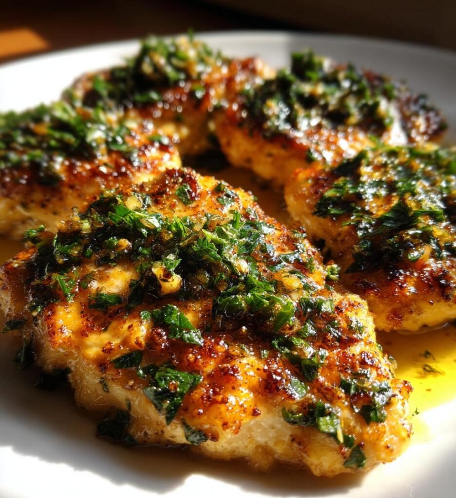 Gyllenstekt Kycklingpanna med Brynt Smör, Vitlök och Färska Örter