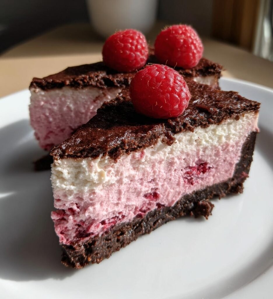 Halloncheesecake med chokladbotten
