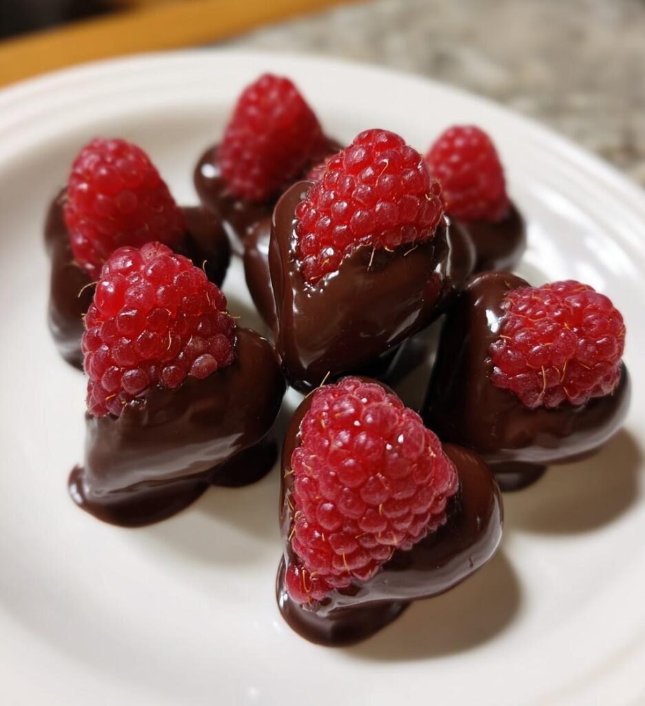 Hallonhjärtan i mörk choklad