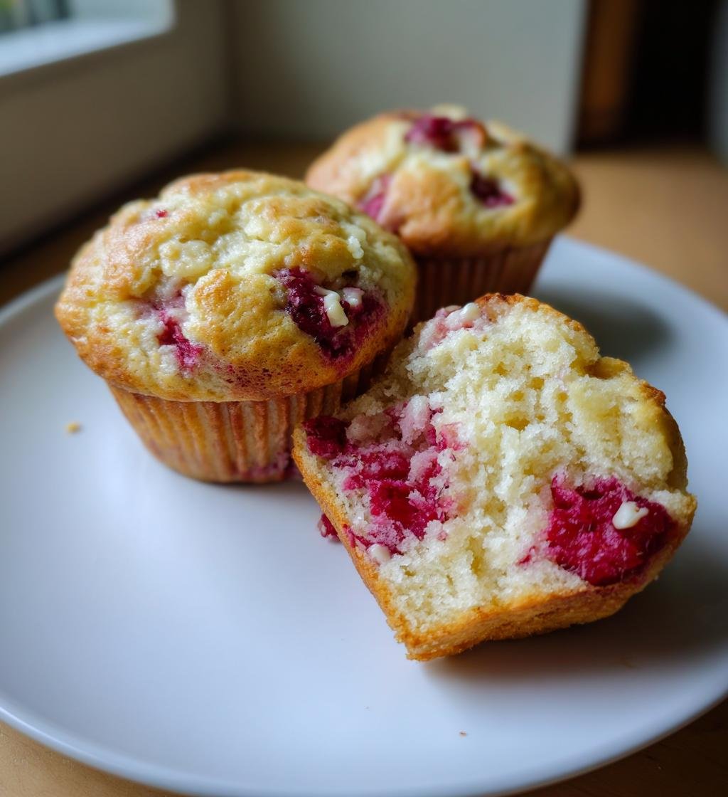 Hallonmuffins med vit choklad - detail 1
